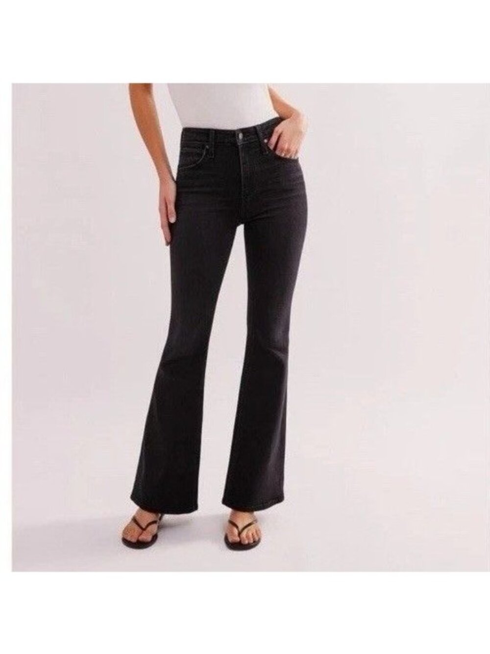 Mother Womens Size 32 Jeans The Weekender Deep End Black Flare